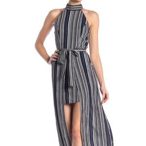 Love, Nickie Lew Overlay Skirt Stripe Print Dress